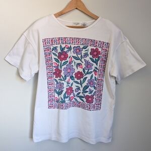 Floral Print White Tee